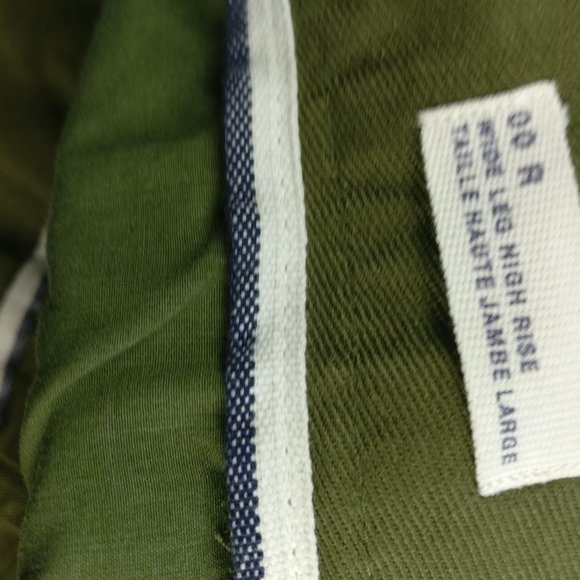 Raw hem Wide leg Sailor pant in Army Green Utility sz 00 Regular 98%cotton NEW - Picture 9 of 13